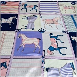 NEW Equestrian Horse Scarf - 35” Square - Pink/Purple/Ivory/Turquoise